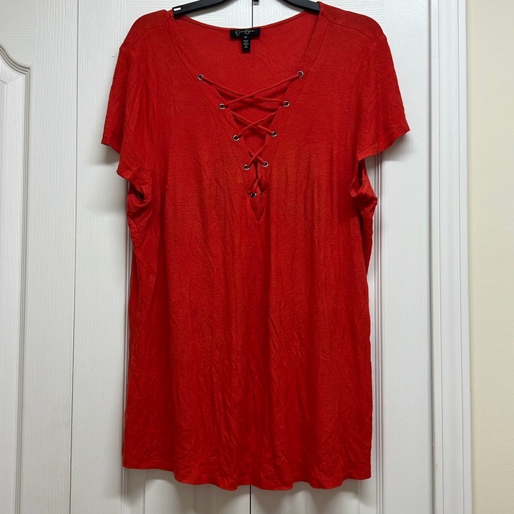 Jessica Simpson Red Top With Crisscross Size 1X